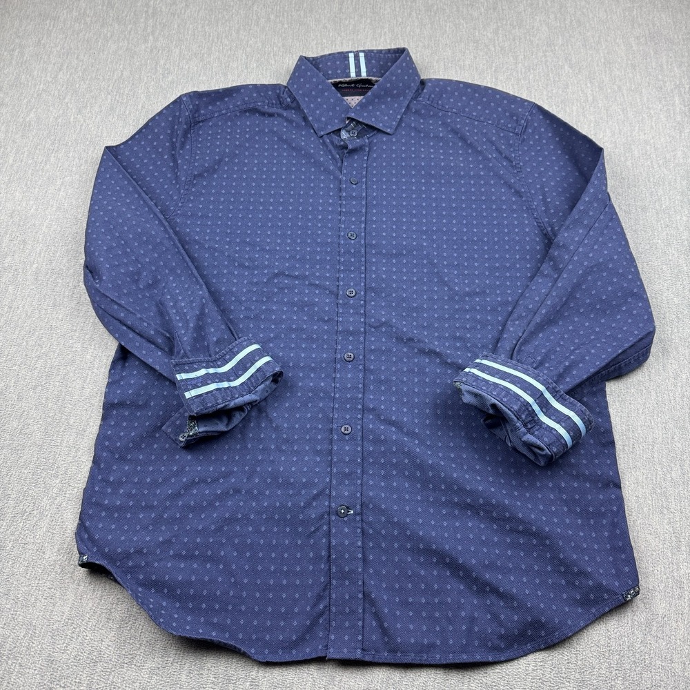 Robert Graham Shirt Mens 2XL Tailored Fit Diamond Print Button Up Classic Formal